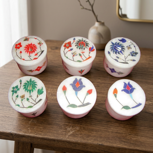 Stonecrafts International Handcrafted Luxury Marble Mother Pearl Work Modern Square Floral Pattern Lid Closure <b>Christmas</b> <b>Box</b> - Product Image 3