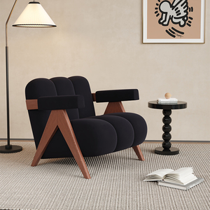 Sillón Sofá Individual de Diseño de Alta Gama en Madera Maciza Estilo Antiguo para Hogar Oficina Bar Balcón Sala de Estar Recepción y Área de Descanso - Product Image 2