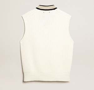 Chaleco holgado de punto de moda informal personalizado, chaleco sin mangas con cuello en V de hilo de algodón de Color papiro para hombre - Product Image 6