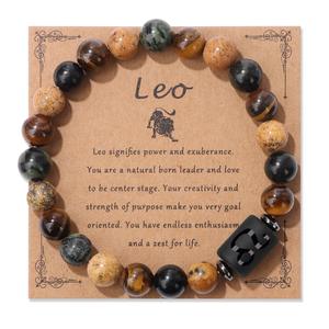 Pulseras de Cuentas de Piedra Ojo de Tigre y Piedra Paisaje de los Doce Signos del Zodiaco de Gran Venta, Brazaletes de Joyería de Moda al por Mayor - Product Image 2