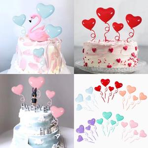 Fille coeur plastique pli libre amour ballon <span class=keywords><strong>anniversaire</strong></span> gâteau topper Saint Valentin décoration plug-in - Product Image 2