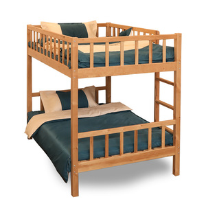 Cama litera de madera maciza Longyu tamaño twin con barandillas para uso en dormitorios - Product Image 1