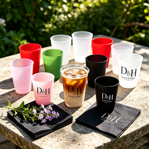 Gobelets de stade numériques noirs personnalisés de 22 oz, recyclés, sans BPA, pour la bière, la fête, les serviettes, les baby showers et les mariages - Vente en gros - Product Image 1