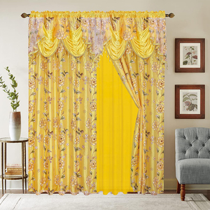 Design elegante con tenda di lusso <span class=keywords><strong>a</strong></span> <span class=keywords><strong>fiori</strong></span> con mantovana e supporto trasparente <span class=keywords><strong>per</strong></span> sala da pranzo <span class=keywords><strong>soggiorno</strong></span> camera da letto - Product Image 1