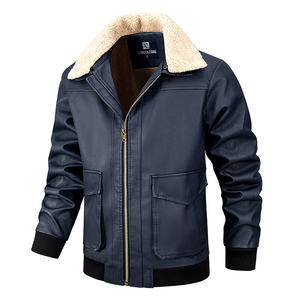 Chaqueta de cuero para hombre con logotipo personalizado, nueva colección de invierno, solapas de terciopelo, estilo casual, para motocicleta, elegante, estilo coreano, corte ajustado. - Product Image 2