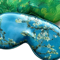 Vente en gros : Masque de sommeil en satin imprimé Van Gogh, anti-gonflement, occultant, doux, élastique, pour voyage, sieste, avion, cadeau
