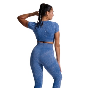 ชุดกีฬาเอวสูงสำหรับผู้หญิงเลกกิ้งเล่นยิมแบบกลับด้านได้ชุดเล่นโยคะแห้งเร็วระบายอากาศน้ำหนักเบาไซส์พิเศษจำนวน2ชิ้น - Product Image 2