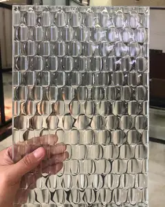8毫米10毫米12毫米15毫米纹理超清晰三维钢化波纹纹理熔融玻璃窑成型铸造玻璃