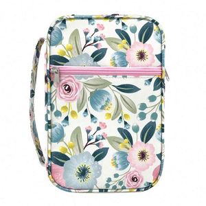 Échantillon gratuit de couverture de livre personnalisée avec impression florale et poignée, sac pour Bible de taille standard - Product Image 2