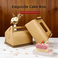 Boîtes à dessert en papier kraft avec fenêtre transparente et poignée, cartons de boulangerie personnalisables pour gâteaux roulés, gâteaux coupés, bonbons et emballages à emporter