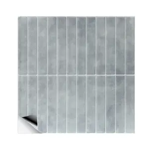 PVCl 배경 화면 현대 기하학적 자체 접착 3D 세라믹 타일 12 ''* 12'' 비닐 회색 BacksplasH 아파트 벽 스티커