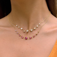 Collier classique de mariage pour femmes J&D Jewelry, plaqué or 18 carats, acier inoxydable, zircone cubique rose ronde