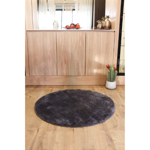 Tapis ovale moderne gris anthracite en peluche lavable 27 mm, doux, antidérapant, fabriqué en Turquie, vente en gros, taille personnalisée, OEM ODM, pour la maison et le sol - Product Image 1
