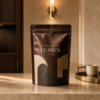 Sachet Doypack refermable avec valve, finition mate, imprimé en héliogravure personnalisé, haute résistance à l'humidité, pour grains de café de qualité alimentaire