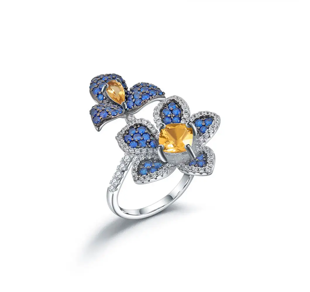 2023 nouveautés mode 925 en argent Sterling forme de fleur CZ anneau usine en gros bijoux bijoux élégants pour les filles