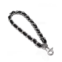 Cordon en cuir pour téléphone, breloque antivol, accessoires de poignet pour téléphone portable, bracelet décoratif pour femme, chaîne métallique pour appareil photo et portefeuille
