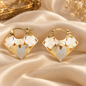 Orecchini a Cerchio Triangolari Traforati a Rosa per Donne, Gioielli Eleganti e alla Moda Multicolore - Product Image 4