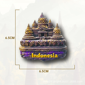 Magnete per Frigorifero 3D in Resina dell'Indonesia, Creativo Souvenir del Tempio Borobudur e delle Ruine Vulcaniche Storiche, Decorazione per la Casa - Product Image 6