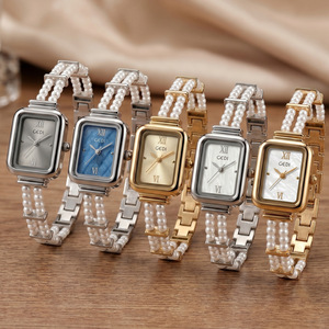 Nouvelle montre bracelet en perles pour femme, cadran en nacre, chiffres romains, double rangée de perles, style délicat, montre-bracelet à quartz - Product Image 6