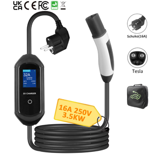 Nouveau chargeur EV portable 3,5 kW 16 A pour prise IP67/WiFi/ Courant réglable Affichage LCD AC Utilisation domestique 5 m de câble de <span class=keywords><strong>charge</strong></span> - Product Image 1
