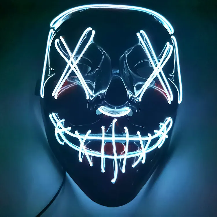 Хит продаж 2021, светодиодная маска на Хэллоуин, неоновые маски «Судная ночь», тушь для ресниц, костюм для DJ-вечеринки, светящиеся в темноте маски для косплея в стиле панк