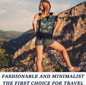 Free sample Outdoor <b>Waterproof</b> PU Leather <b>Roll</b> <b>Top</b> <b>backpack</b> Custom Softback for School Travel, Men's Style Letter - Product Image 3