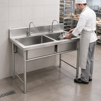 Évier en acier inoxydable moderne à cuve unique de qualité professionnelle 201, matériau sûr et commercial, couleur argent, pour cuisine de restaurant