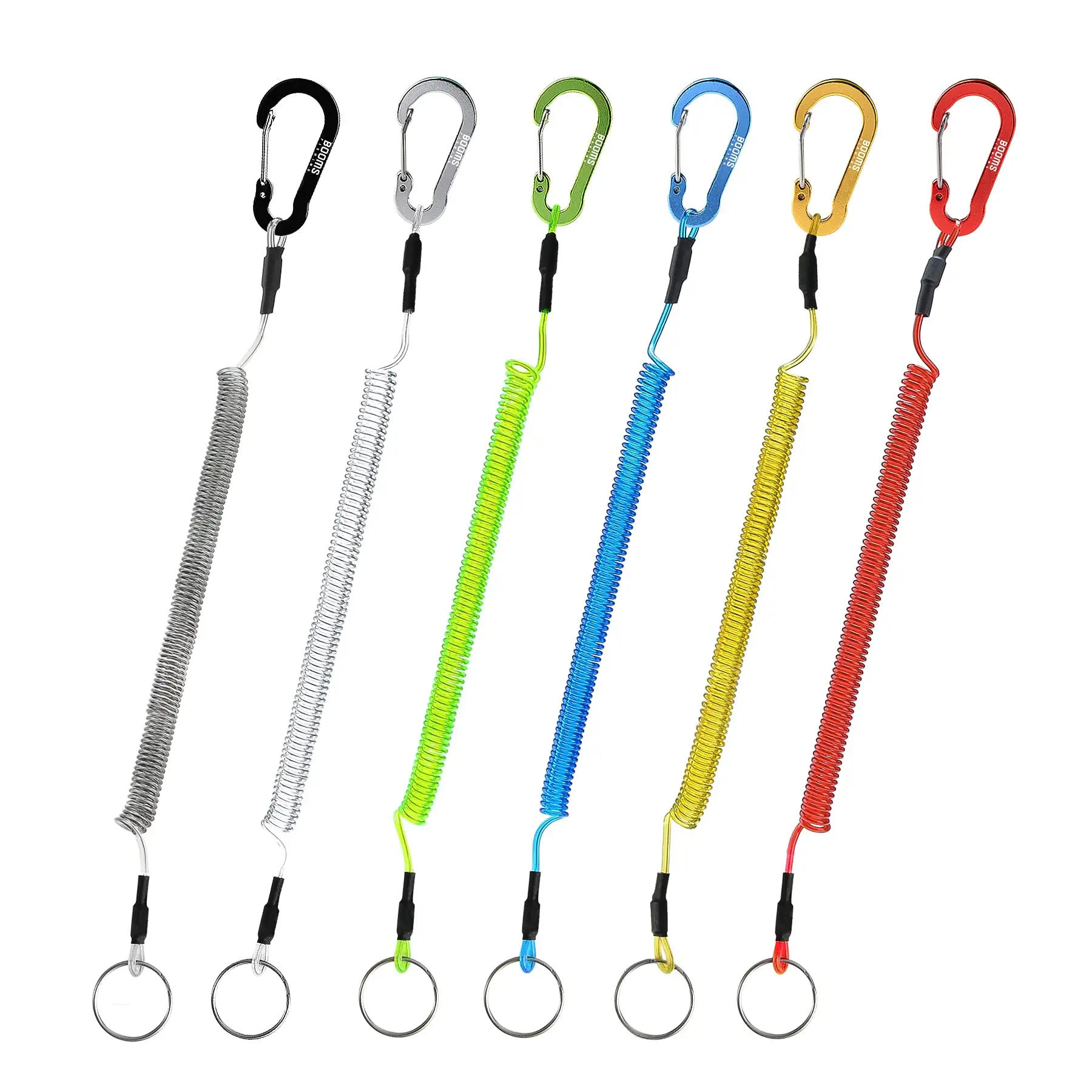 304 Stainless Steel Opening Ring Zinc Alloy Lobster Clip Retractable Wire Wrist Accessories Fishing Lanyard
