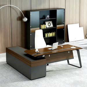 Escritorio Ejecutivo Moderno con Gabinete de Almacenamiento en Forma de L, Mesa de Computadora para Gerente/CEO, Muebles de Oficina en <span class=keywords><strong>Casa</strong></span>, Estación de Trabajo de Madera - Product Image 2