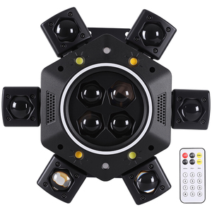 Luces Móviles de Cabeza LED de 120w para DJ, Luces de Escenario RGBW 4 en 1, Haz de Luz de 6 Brazos, Efecto Ojo de Abeja, Iluminación para Discotecas, Fiestas, Estroboscópica, Blanco RG, Ámbar, Control Remoto - Product Image 2