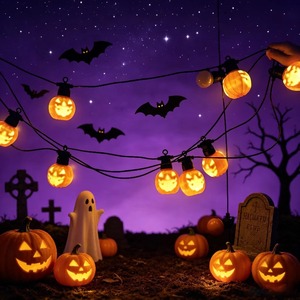 Guirlande lumineuse à piles en forme de citrouille d'Halloween, guirlande LED festive en forme de citrouille pour la maison, les fêtes et le jardin - Product Image 1