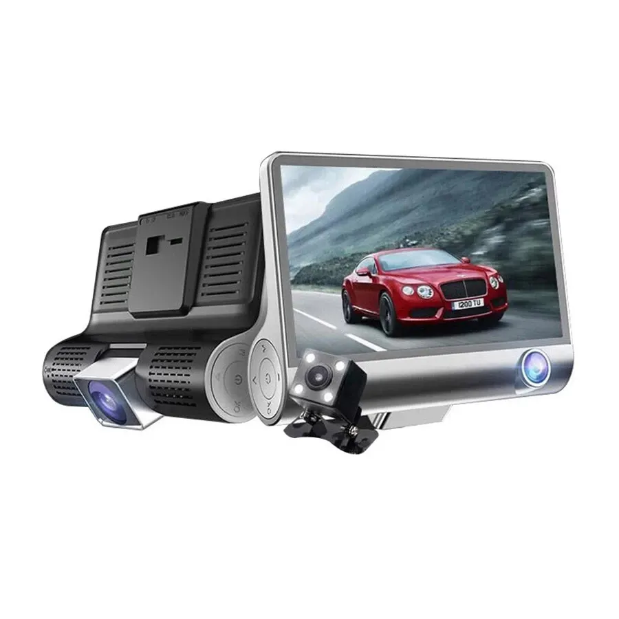 Manufactoty toptan 3 Lens Dash kam FHD 1080P dikiz çift Lens Dashcam çift kameralı araç Dvr CMOS sensör kartı araba kara kutusu