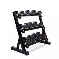 Support de Rangement Commercial en Acier Noir à 3 Niveaux pour Haltères, Équipement de Fitness Sans Poids, Non Pliable, pour Salle de Sport à Domicile, Vente en Gros Usine, Unisexe