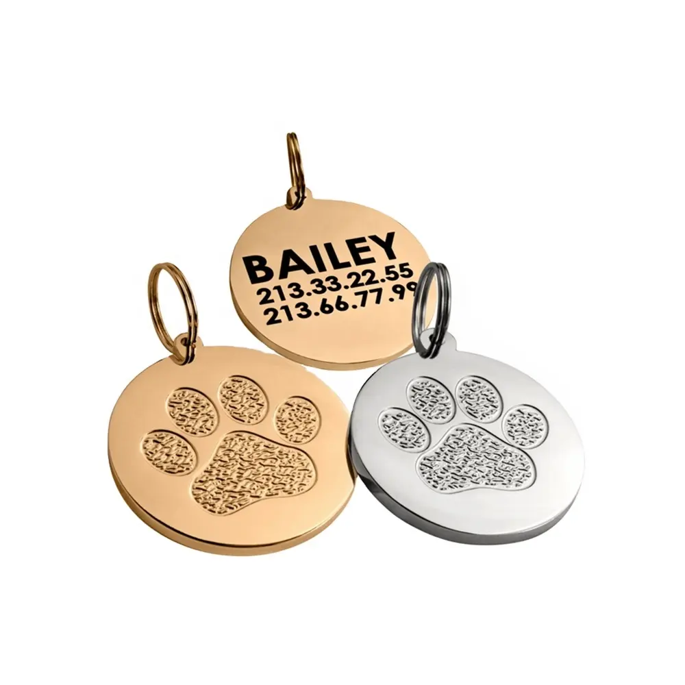 Metal Tags Wholesale Custom Pet Dog ID Metal Tag With Engraving Logo