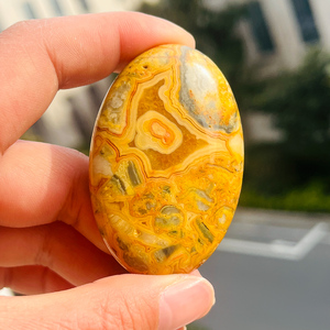 All'ingrosso naturale di alta qualità pazzo agata di cristallo di palma pietra di agata gialla di guarigione a forma di palma per la decorazione domestica e regalo - Product Image 1