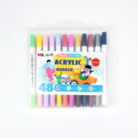 Ensemble de marqueurs acryliques à double pointe en plastique vibrant de 48 couleurs avec tête de pinceau souple pour graffitis multi-surfaces et peinture DIY