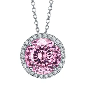 Le nouveau 2023 S925 argent feux d'artifice fumée rose collier haute teneur en carbone 5 carat pendentif chaîne