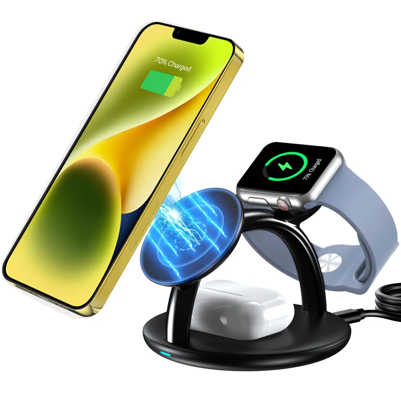 light 3in1 3 in 1 multi wireless charger for iphone samsung and android mobile phone smart watch earphone wireless charger
