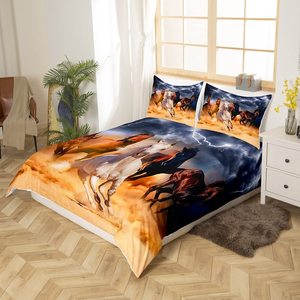 Ensemble de housse de <span class=keywords><strong>couette</strong></span> Cheval Running Steed et Lightning Decor Set de literie 3pcs pour enfants garçons adolescents Housse de <span class=keywords><strong>couette</strong></span> - Product Image 2