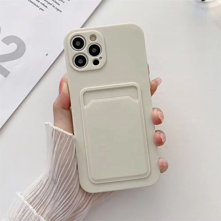 Phone Case With Card Holder for Iphone 16 15 14 13 12 11 Plus Pro Max Slim Fit Protective Soft Tpu Shockproof Wallet Cover