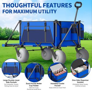 Vagón de playa con ruedas grandes para arena-Carros de carga pesada de 450 libras plegables con neumáticos inflables todo terreno de 9" - Product Image 4