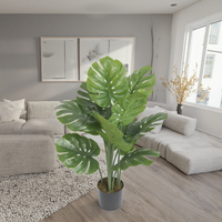 Haute qualité en plastique exotique Monstera deliciosa en pot vert réaliste feuille plante artificielle pour la décoration de jardin à la maison