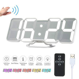 Listrik Disesuaikan <span class=keywords><strong>Multi</strong></span> Warna untuk Desain Kamar Mount 2021 Jam Digital Alarm <span class=keywords><strong>Lcd</strong></span> Dinding Rgb 3D Led Jam - Product Image 1