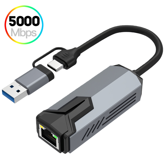 2 in 1 5Gbps USB 3.0 Type C Gigabit Ethernet Adapter 5000Mbps USB3.0 Type-C to RJ45 2.5G 5G Wired Network Card Lan Converter