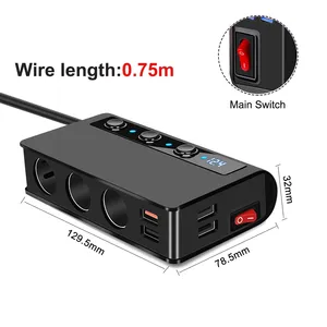 SLW002 180W 4 USB Car Charger <b>Socket</b> QC3.0 Fast Charge <b>12V</b>/24V Splitter Outlet Adapter - Product Image 6