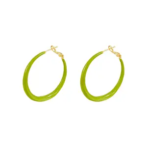 S925 Silver Needle Large Hoop Earring Candy Color Simple Enamel Earring Fashionable Alloy Hoop Earrings for Women