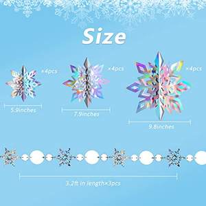 Christmas <strong>Party</strong> Decor with Holographic Snowflakes Garland Silver Snowflakes for Winter Wonderland <strong>Frozen</strong> Birthday <strong>Party</strong> <strong>Supplies</strong> - Product Image 2