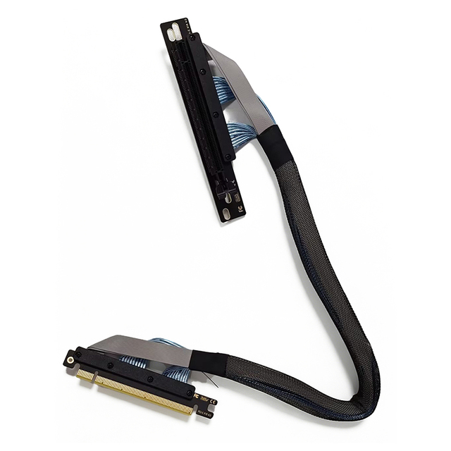 JEYI 180-Degree GEN5 PCI-E 5.0 16X to X16 GPU Riser Cable RTX 5090 AMD 9070XT A100 H100 Customizable Lengths AI Servers in Stock