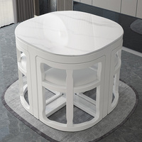 Table à manger d'angle extra longue de style minimaliste moderne européen, personnalisable, en marbre invisible, en bois de haute qualité, design populaire