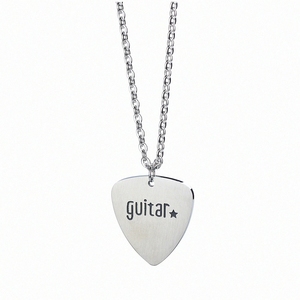 Collar con colgante de púa de guitarra de metal para regalo de amantes de la guitarra - Product Image 1